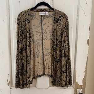 Chico’s Black Tan Print Open Front